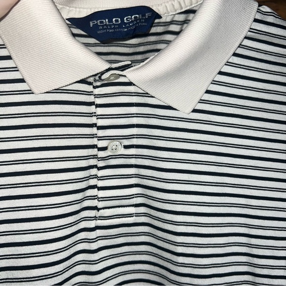 Polo Golf Ralph Lauren Shirt White Blue Striped Men’s 36 - Picture 6 of 10